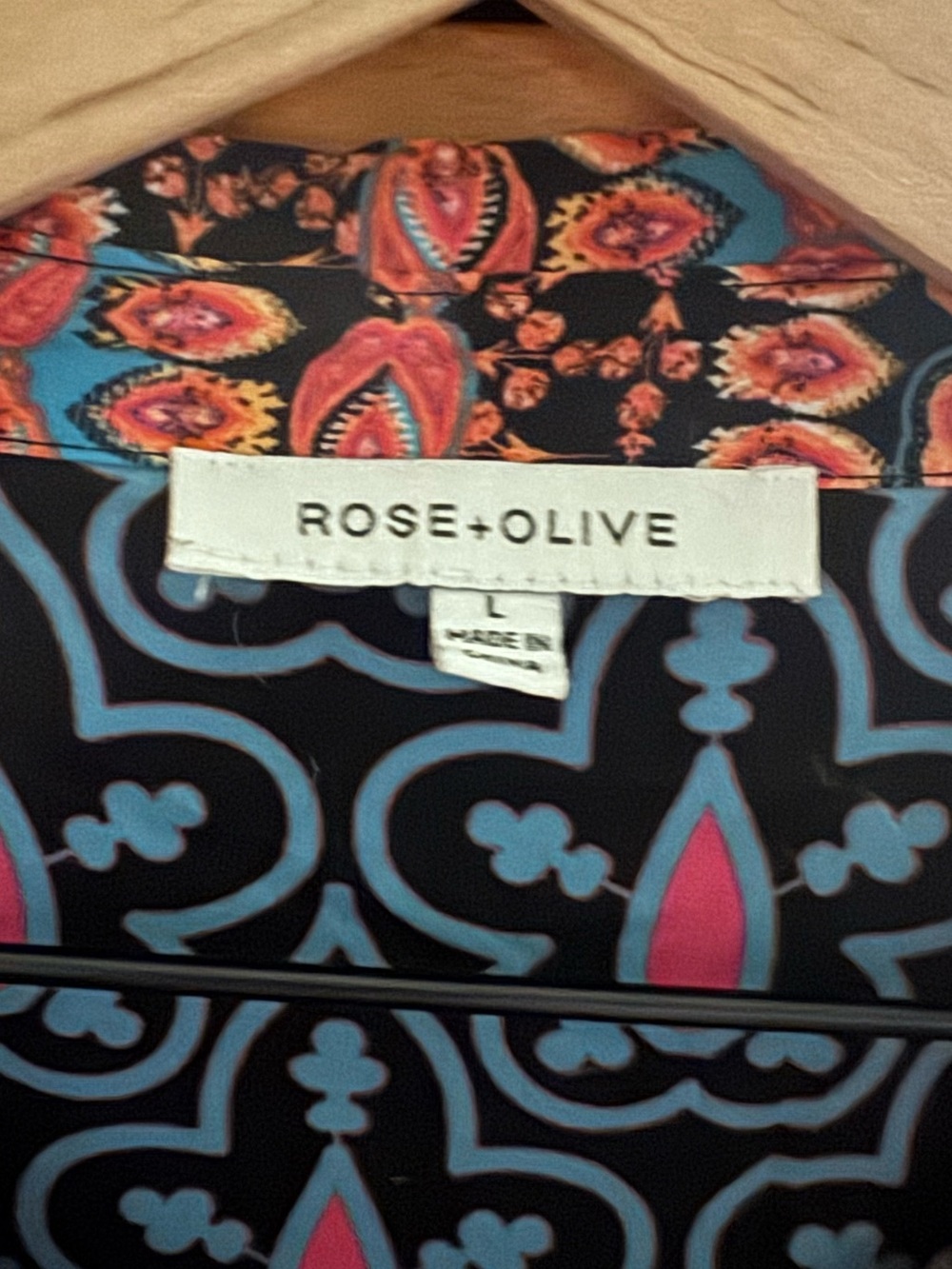 Rose & Olive Pink and Teal Patterned Button-Down Shirt - Picture 5 of 5
